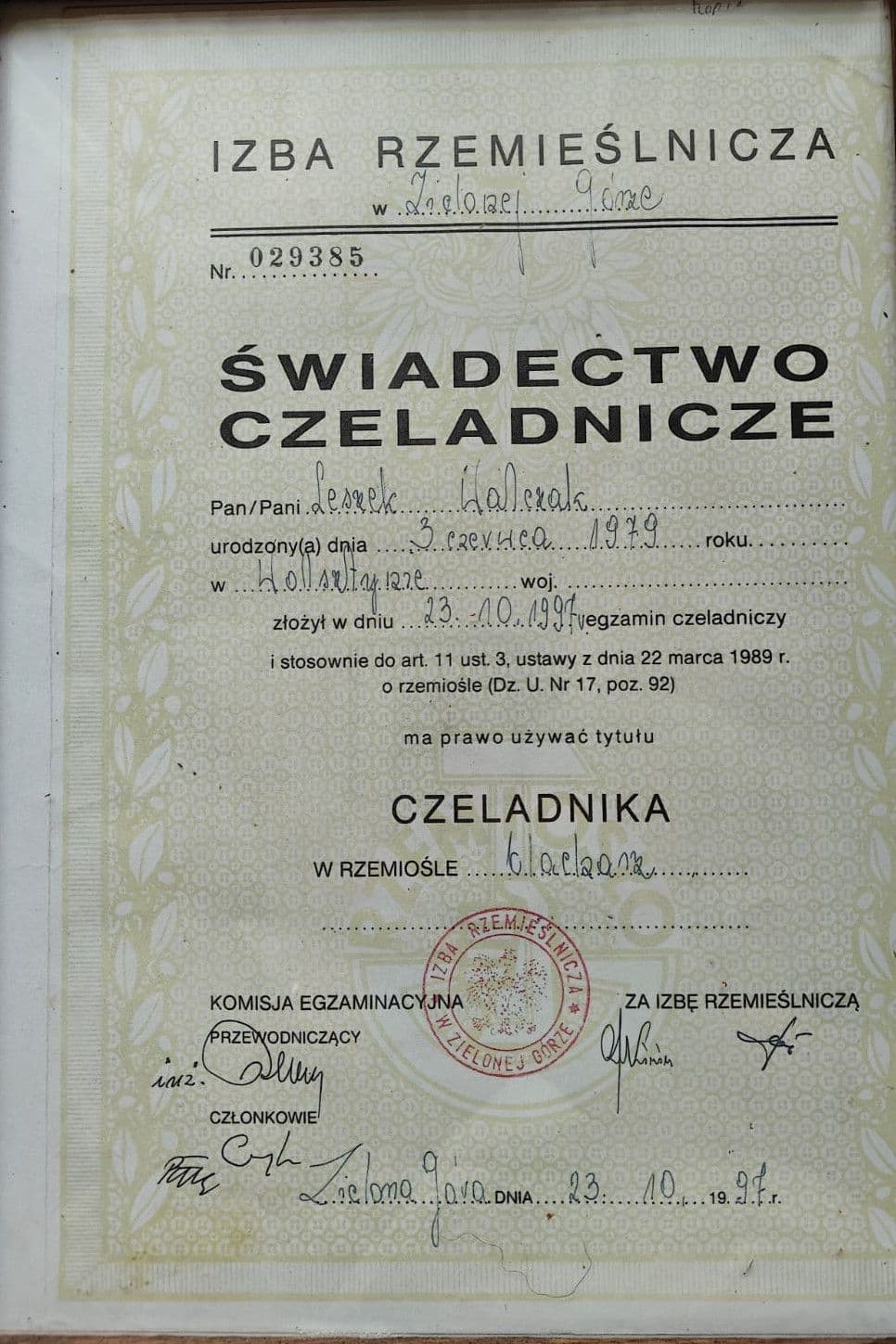 Świadectwo Czeladnicze