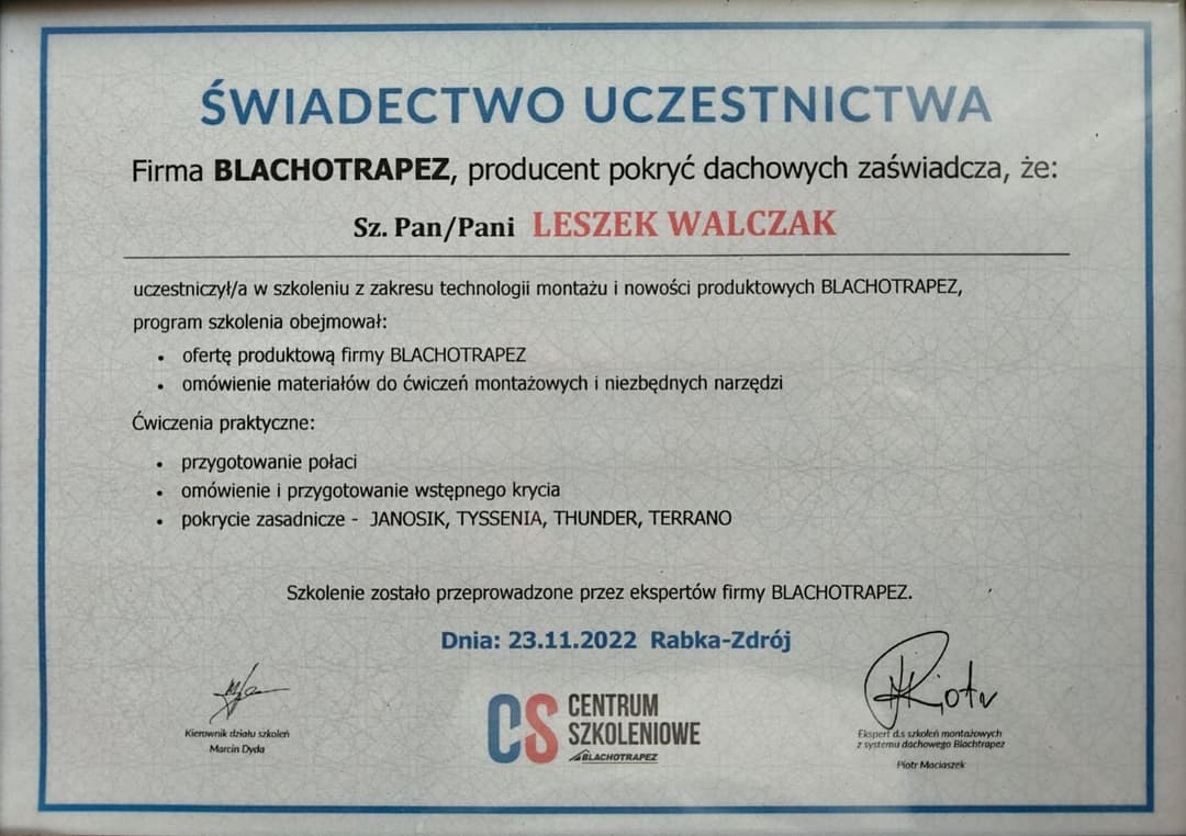 Świadectwo Uczestnictwa